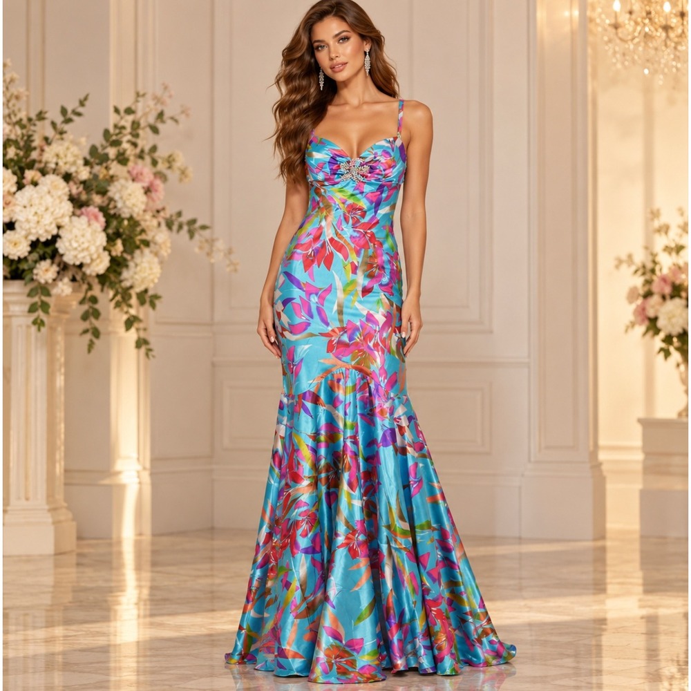 Vintage Cache Size 2 Gown Formal Maxi Dress Silk Y2K Fairy Hoco Glam Baddie Prom